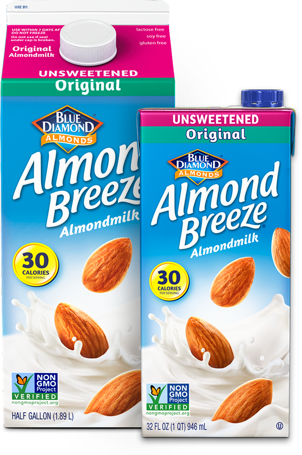 Blue Diamond Almond Breeze Unsweetened Original Almond Milk - Food ...