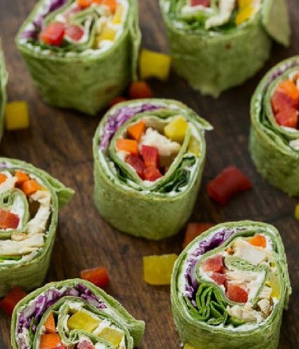 Brenda's Rainbow Veggie Pinwheels - Recipe Library - Shibboleth!