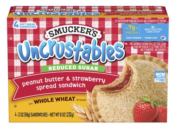 Smucker's Uncrustables Reduced Sugar Peanut Butter & Strawberry Bread ...