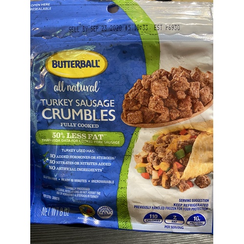 Butterball All Natural Turkey Sausage Crumbles Fully Cooked - Food ...