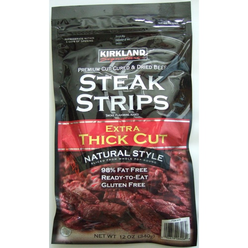 Kirkland Signature Premium Cut & Cured Dried Steak Strips / Beef Jerky ...