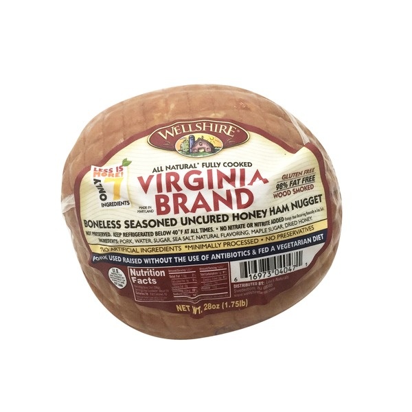 Wellshire All Natural Fully Cooked Virginia Brand Ham Deli Meat - Food ...