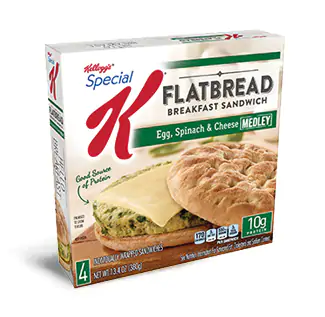 Special K Flatbread Breakfast Sandwich = Egg, Spinach & Cheese Medley ...